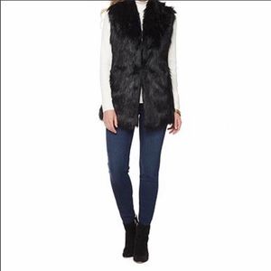 Adrienne Landau Black Faux Fur Vest Large